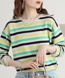 Eglantine カシミヤブレンドマルチボーダーニット