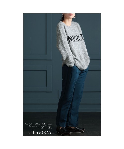 Sawa a la mode(サワアラモード)の「ロゴジャガードモヘヤニットセーター(ニット/セーター・レディース・グレー/サックスブルー・FREE)」の12枚目の写真