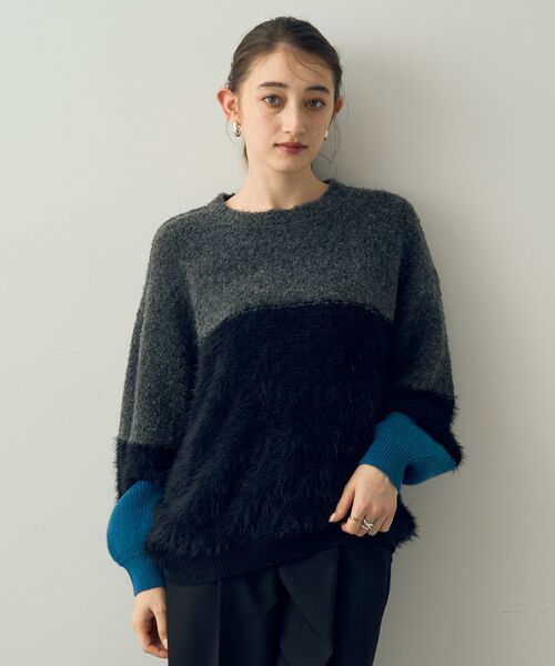 【セール】素材MIX配色プルオーバー（ニット/セーター）｜YECCA VECCA（イェッカヴェッカ）