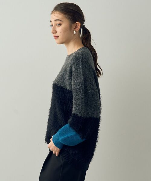 YECCA VECCA(イェッカヴェッカ)の「素材MIX配色プルオーバー(ニット/セーター・レディース・アイボリー/ブラック・FREE)」の7枚目の写真