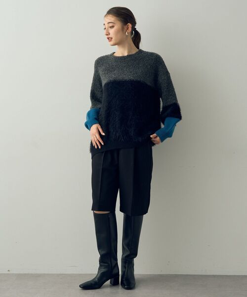 YECCA VECCA(イェッカヴェッカ)の「素材MIX配色プルオーバー(ニット/セーター・レディース・アイボリー/ブラック・FREE)」の12枚目の写真