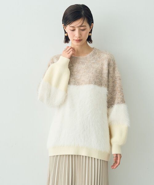 YECCA VECCA(イェッカヴェッカ)の「素材MIX配色プルオーバー(ニット/セーター・レディース・アイボリー/ブラック・FREE)」の17枚目の写真