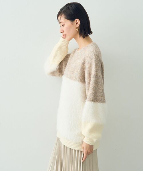 YECCA VECCA(イェッカヴェッカ)の「素材MIX配色プルオーバー(ニット/セーター・レディース・アイボリー/ブラック・FREE)」の20枚目の写真