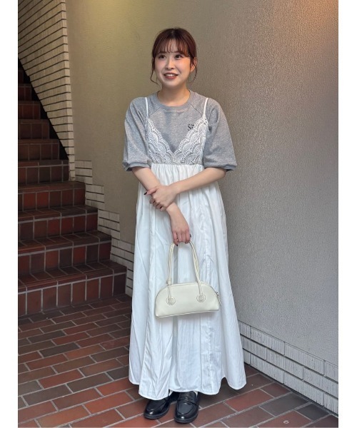 titivate(ティティベイト)の「バストレースキャミソールワンピース(ワンピース・レディース・ブラック/オフホワイト・L/M/S/SP)」の4枚目の写真