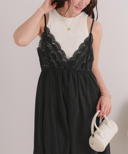 titivate(ティティベイト)の「バストレースキャミソールワンピース(ワンピース・レディース・ブラック/オフホワイト・L/M/S/SP)」の7枚目の写真