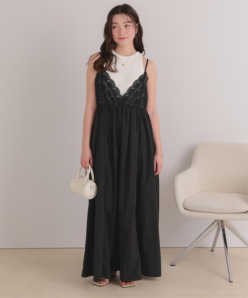 titivate(ティティベイト)の「バストレースキャミソールワンピース(ワンピース・レディース・ブラック/オフホワイト・L/M/S/SP)」の8枚目の写真