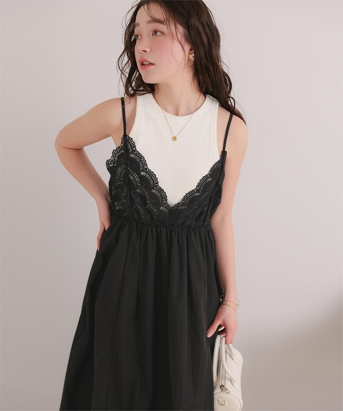 titivate(ティティベイト)の「バストレースキャミソールワンピース(ワンピース・レディース・ブラック/オフホワイト・L/M/S/SP)」の10枚目の写真