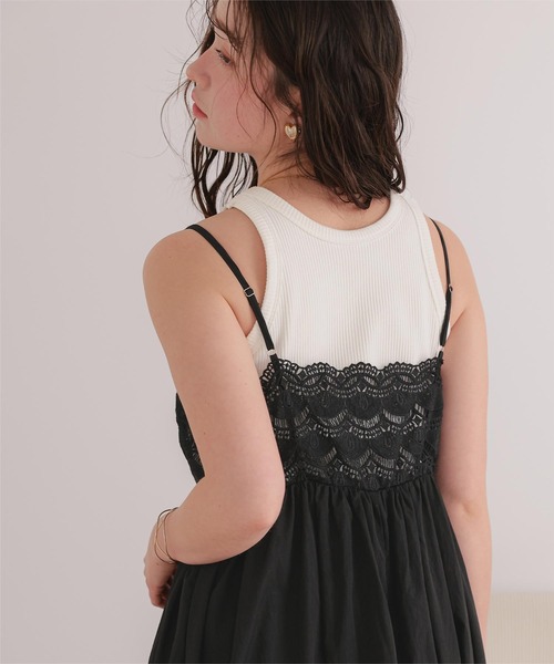 titivate(ティティベイト)の「バストレースキャミソールワンピース(ワンピース・レディース・ブラック/オフホワイト・L/M/S/SP)」の11枚目の写真