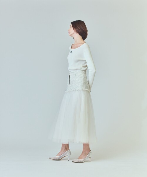 GRACE CLASS（グレースクラス）の「ツイードコンビチュールスカート（スカート・レディース・ホワイト・36/38）」の2枚目の写真