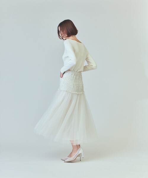 GRACE CLASS（グレースクラス）の「ツイードコンビチュールスカート（スカート・レディース・ホワイト・36/38）」の3枚目の写真
