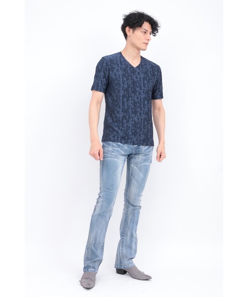 TORNADO MART(トルネードマート)の「TORNADO MART∴カットジャカードジャージー半袖カットソー(Tシャツ/カットソー・メンズ・ブラック/ブルー/ホワイト・LL/M/L/XXL)」の13枚目の写真