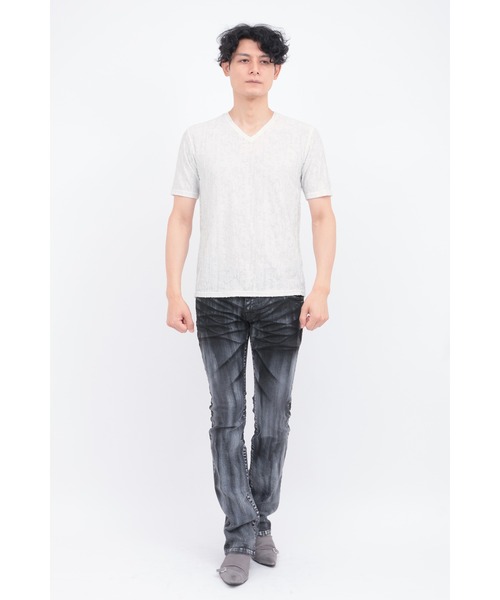 TORNADO MART(トルネードマート)の「TORNADO MART∴カットジャカードジャージー半袖カットソー(Tシャツ/カットソー・メンズ・ブラック/ブルー/ホワイト・LL/M/L/XXL)」の12枚目の写真