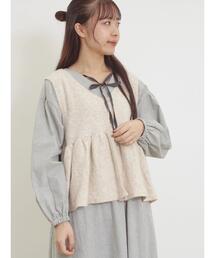 Samansa Mos2 | Vネック裾フリル前後2WAYニットベスト(ベスト)