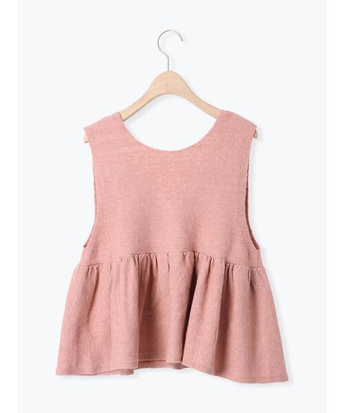 Samansa Mos2（サマンサ モスモス）の「Vネック裾フリル前後2WAYニットベスト（ベスト・レディース・ピンク/モカ/キナリ/グリーン・F）」の7枚目の写真