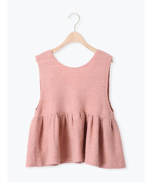 Samansa Mos2（サマンサ モスモス）の「Vネック裾フリル前後2WAYニットベスト（ベスト・レディース・ピンク/モカ/キナリ/グリーン・F）」の13枚目の写真