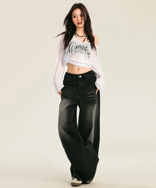 REBALANCE（リバランス）の「ワイドレディースデニム（デニムパンツ・レディース・A・X-LARGE/LARGE/MEDIUM）」の6枚目の写真