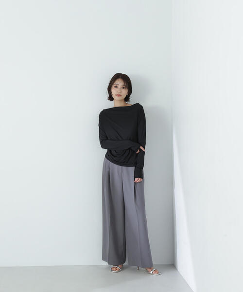 NATURAL BEAUTY BASIC(ナチュラルビューティーベーシック)の「◇ドレープネックカットソー(Tシャツ/カットソー・レディース・オフホワイト/ブラック/ベージュ・FREE)」の9枚目の写真