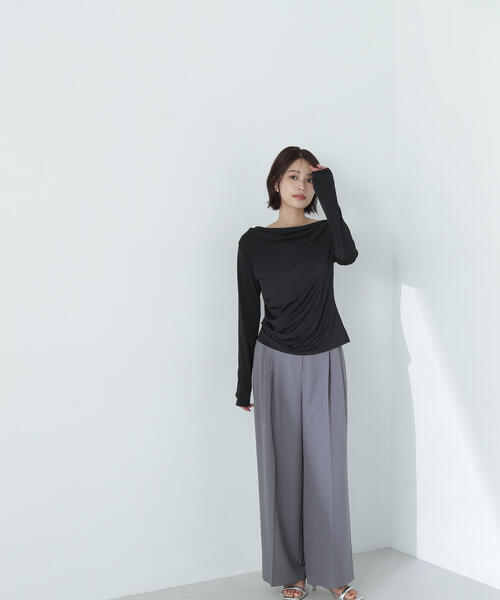 NATURAL BEAUTY BASIC(ナチュラルビューティーベーシック)の「◇ドレープネックカットソー(Tシャツ/カットソー・レディース・オフホワイト/ブラック/ベージュ・FREE)」の13枚目の写真