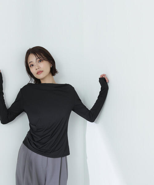 NATURAL BEAUTY BASIC(ナチュラルビューティーベーシック)の「◇ドレープネックカットソー(Tシャツ/カットソー・レディース・オフホワイト/ブラック/ベージュ・FREE)」の14枚目の写真