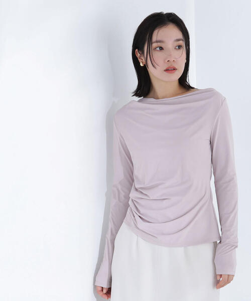 NATURAL BEAUTY BASIC(ナチュラルビューティーベーシック)の「◇ドレープネックカットソー(Tシャツ/カットソー・レディース・オフホワイト/ブラック/ベージュ・FREE)」の4枚目の写真
