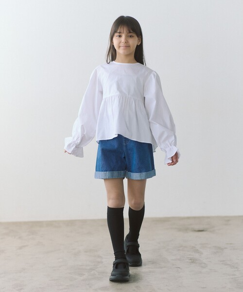 green label relaxing(グリーンレーベルリラクシング)の「ブロードチュニック プルオーバー / キッズ 140cm-160cm(シャツ/ブラウス・キッズ・ライトブルー/ホワイト・150cm/140cm/160cm)」の8枚目の写真