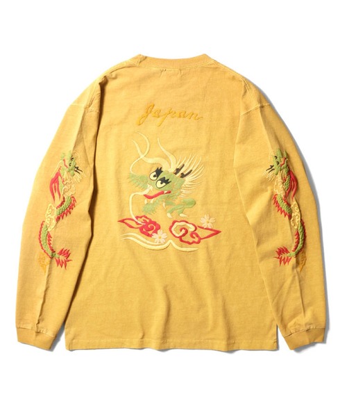 HOUSTON（ヒューストン）の「HOUSTON ピグメントロングTシャツ(DROGON)（Tシャツ/カットソー・メンズ・ネイビー/ナチュラル/マスタード/ブラック・MEDIUM/X-LARGE/LARGE/XX-LARGE）」の6枚目の写真