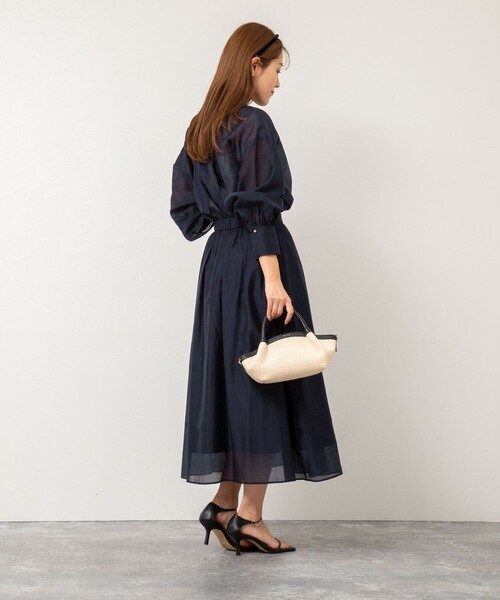 【未使用タグ付き】NOLLEY'S ウォッシャブルタックフレアシアースカート セットアップ対応》ウォッシャブルタックフレアシアースカート