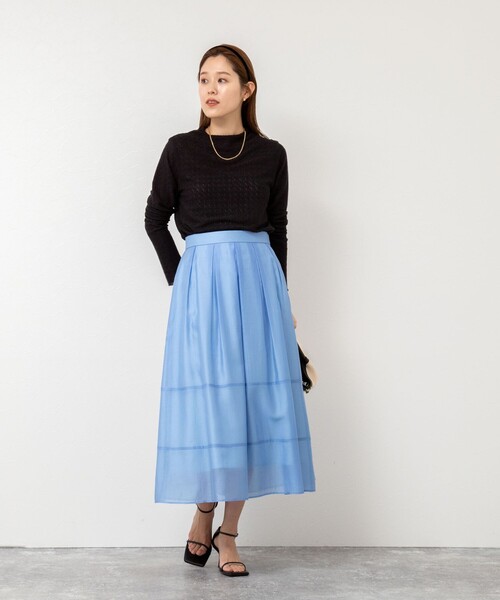 NOLLEY’S(ノーリーズ)の「《セットアップ対応》ウォッシャブルタックフレアシアースカート(スカート・レディース・ライトブルー/ネイビー/ピンク・38/36)」の13枚目の写真