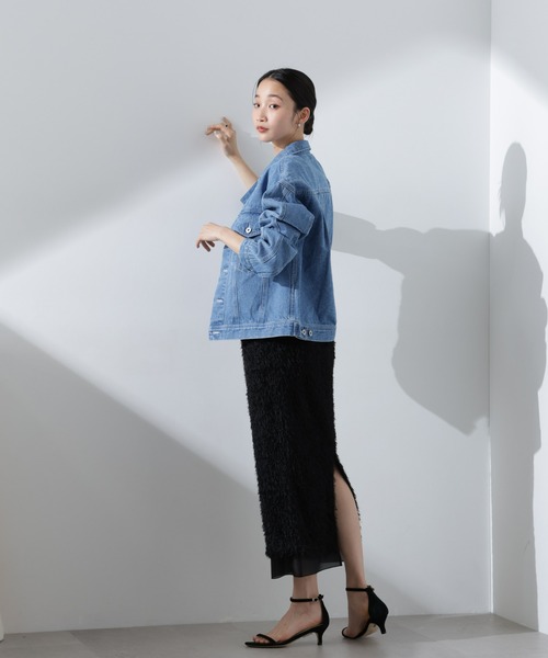 NANO universe（ナノユニバース）の「デニムブルゾン（デニムジャケット・レディース・ブルー/ダークネイビー・FREE）」の5枚目の写真