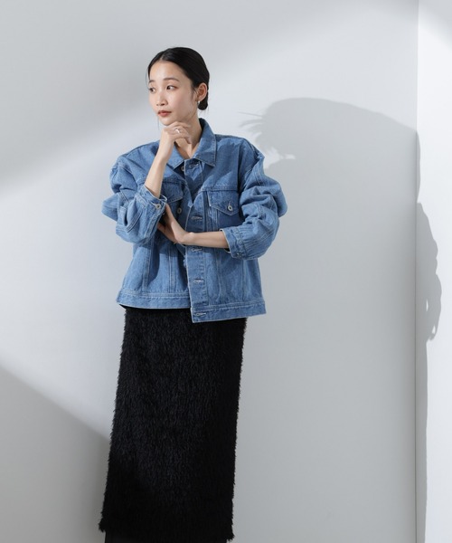NANO universe（ナノユニバース）の「デニムブルゾン（デニムジャケット・レディース・ブルー/ダークネイビー・FREE）」の8枚目の写真