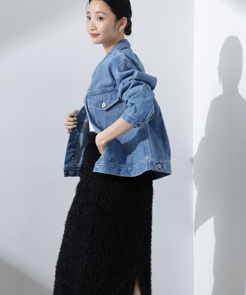 NANO universe（ナノユニバース）の「デニムブルゾン（デニムジャケット・レディース・ブルー/ダークネイビー・FREE）」の9枚目の写真