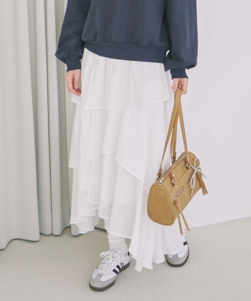 archives（アルシーヴ）の「コットンライクアシメティアードスカート（スカート・レディース・ブルー/オフホワイト/アイボリー/ブラック・MEDIUM）」の2枚目の写真