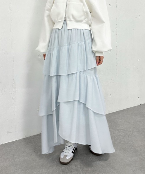 archives（アルシーヴ）の「コットンライクアシメティアードスカート（スカート・レディース・ブルー/オフホワイト/アイボリー/ブラック・MEDIUM）」の4枚目の写真