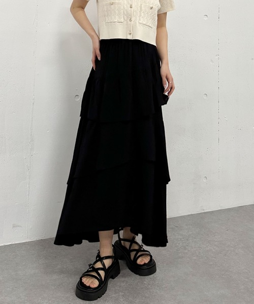 archives（アルシーヴ）の「コットンライクアシメティアードスカート（スカート・レディース・ブルー/オフホワイト/アイボリー/ブラック・MEDIUM）」の3枚目の写真