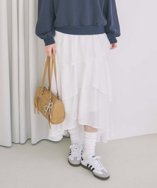archives（アルシーヴ）の「コットンライクアシメティアードスカート（スカート・レディース・ブルー/オフホワイト/アイボリー/ブラック・MEDIUM）」の5枚目の写真