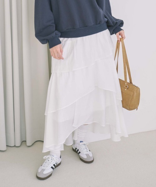 archives（アルシーヴ）の「コットンライクアシメティアードスカート（スカート・レディース・ブルー/オフホワイト/アイボリー/ブラック・MEDIUM）」の6枚目の写真