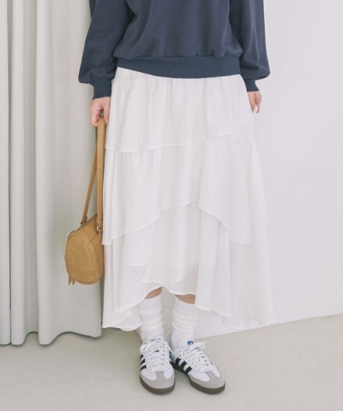 archives（アルシーヴ）の「コットンライクアシメティアードスカート（スカート・レディース・ブルー/オフホワイト/アイボリー/ブラック・MEDIUM）」の7枚目の写真