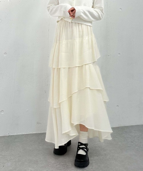 archives（アルシーヴ）の「コットンライクアシメティアードスカート（スカート・レディース・ブルー/オフホワイト/アイボリー/ブラック・MEDIUM）」の14枚目の写真