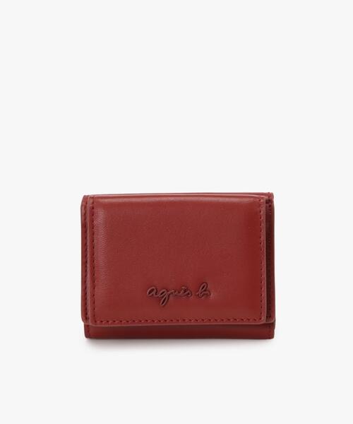 アニエスベー＊ワインレッド財布 agnes b.（アニエスベー） 財布 ガラスレザー 二つ折り ウォレット
