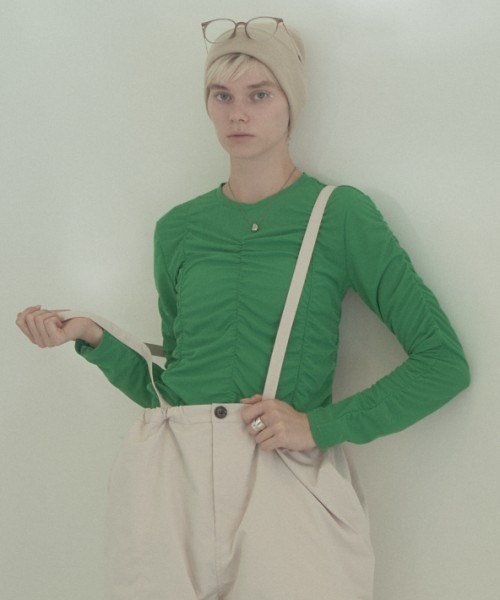 Pickl gather CS ピックルギャザーカットソー　Muel Chic Pickl gather CS -White/Green/Sky blue/Black- 4colors – Muel Chic