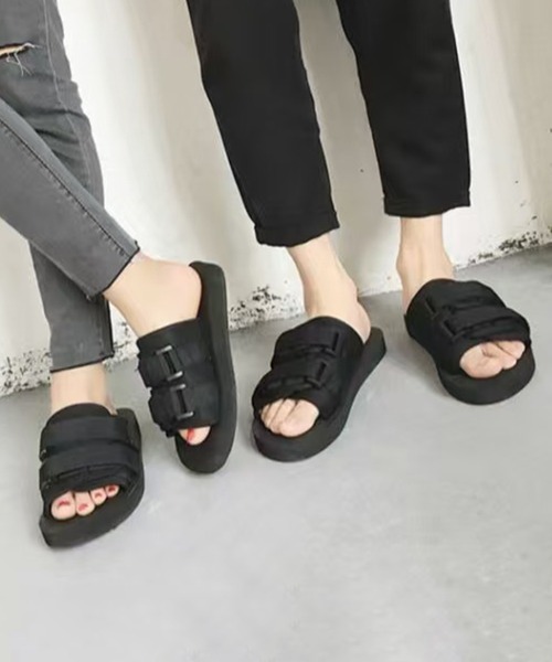 CALIFORNIA OUTFITTERS（カリフォルニア アウトフィッターズ）の「3-2A84 ダブルベルト サンダル フラット ブラック ユニセックス（サンダル・メンズ・ブラック・23cm/24cm/25cm/26cm/27cm/28cm）」の2枚目の写真