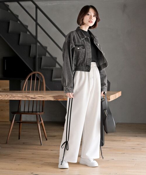 rps(アールピーエス)の「リボンライントラックパンツ(その他パンツ・レディース・ブラック/アイボリー・フリー)」の3枚目の写真