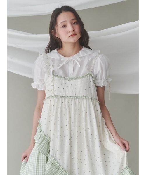 セール】flower checkアシメワンピース（ワンピース）｜merry jenny