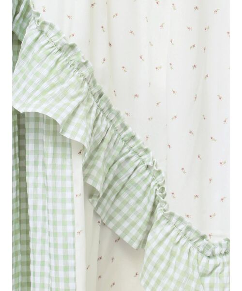 flower check アシメワンピース グリーン