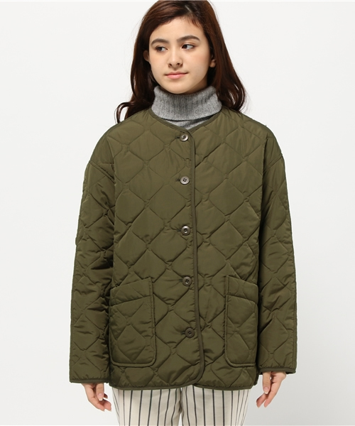 CIAOPANIC（チャオパニック）の「【Ciaopanic】　タフタキルトノーカラーJK（ミリタリージャケット・レディース・カーキ・FREE）」の2枚目の写真