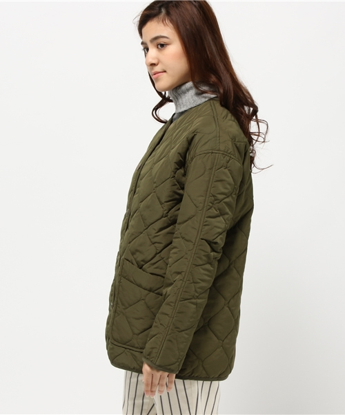 CIAOPANIC（チャオパニック）の「【Ciaopanic】　タフタキルトノーカラーJK（ミリタリージャケット・レディース・カーキ・FREE）」の3枚目の写真