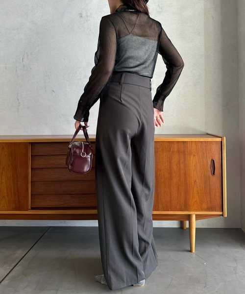 efill（エフィル）の「ハイネック シアー 光沢 インナー トップス（Tシャツ/カットソー・レディース・ベージュ/ブラック・FREE）」の22枚目の写真