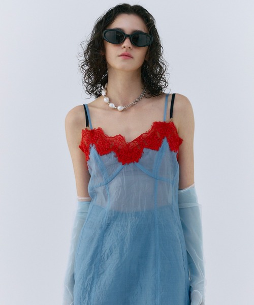 SHEER TRIMMING LACE CAMISOLE/シアートリミングレース