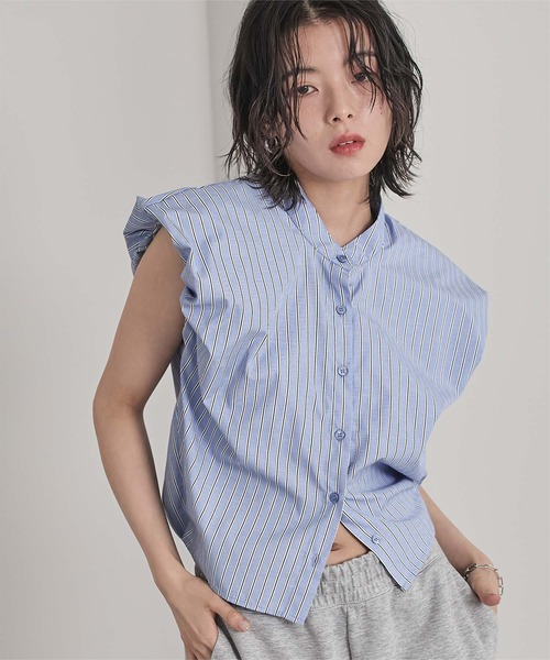 miette（ミエット）の「パフショルダーノースリシャツ（シャツ/ブラウス・レディース・ブラック/ブルー/ピンク/オフホワイト・FREE）」の19枚目の写真