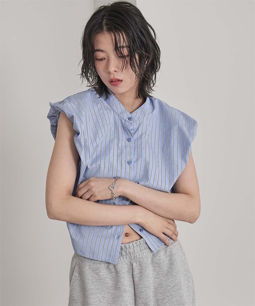 miette（ミエット）の「パフショルダーノースリシャツ（シャツ/ブラウス・レディース・ブラック/ブルー/ピンク/オフホワイト・FREE）」の21枚目の写真